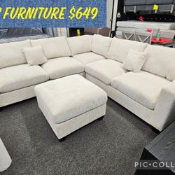Brand NEW SOFA BEIGE 4 PCS CORDUROY $649 FREE LOCAL DELIVERY 