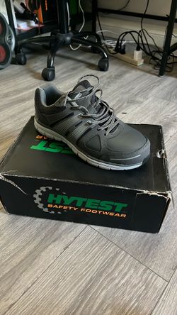 Grey steel toe work boots