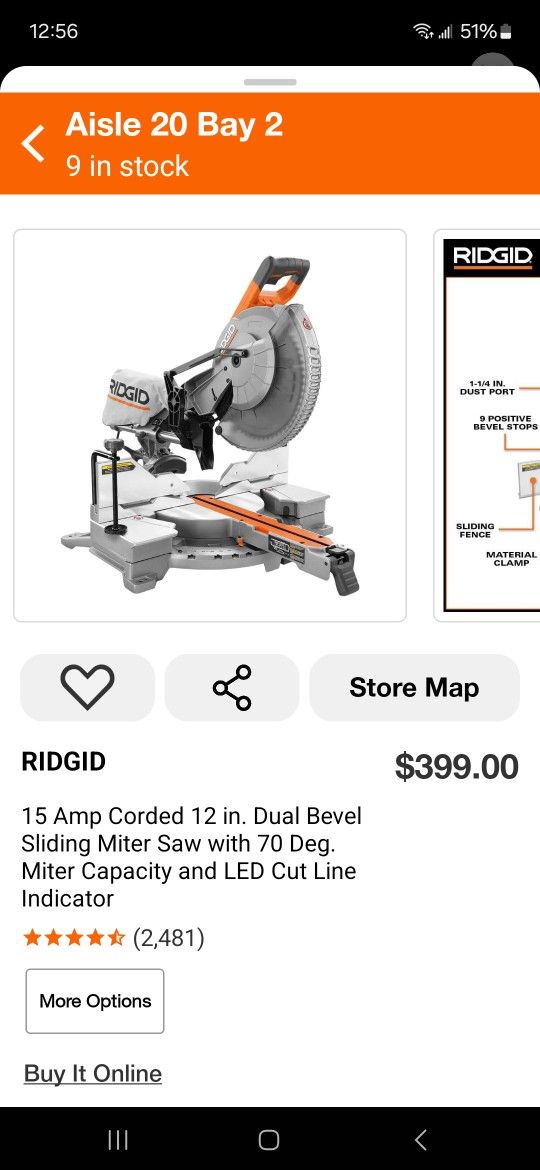 15 Amp Corded 12 in. Dual Bevel Sliding Miter Saw with 70 Deg. Miter Capacity and LED Cut Line Indicator