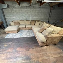 Beige Brown Tan Wrap Around Sectional Couch “WE DELIVER”