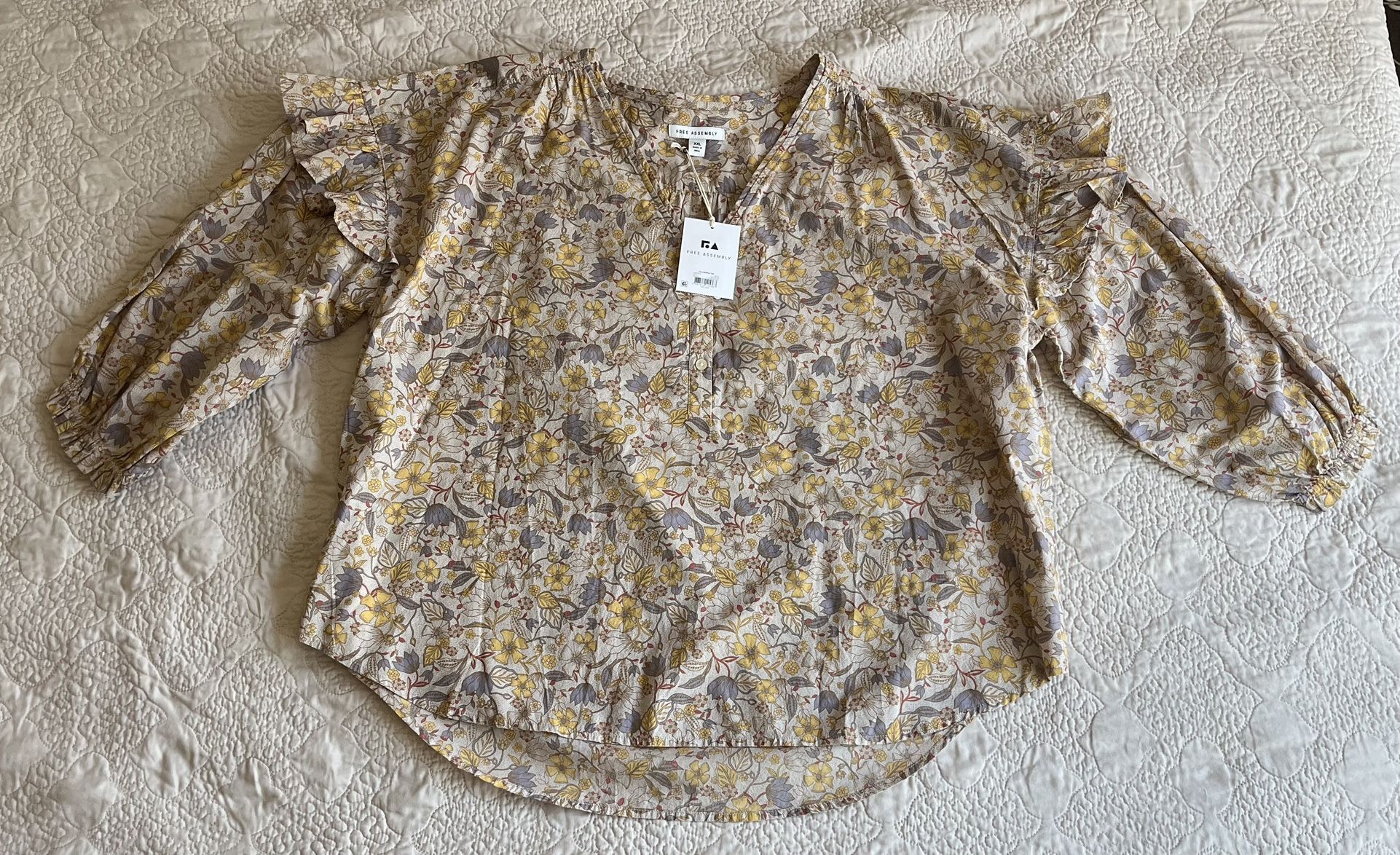 FREE ASSEMBLY FLORAL BLOUSE XXL (A)