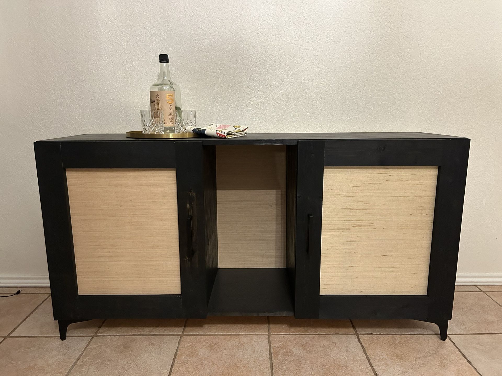 Black Wooden Credenza Cabinet