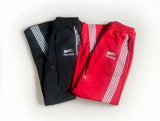 2 SHENHE Y2k Graphic Baggy Sweatpants Wide Leg Striped Sz Small , Black And Red