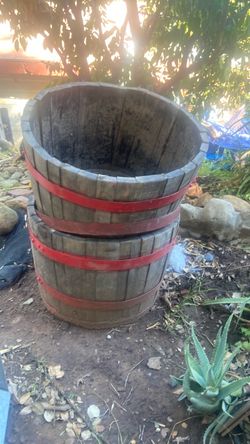 Wine barrel pots