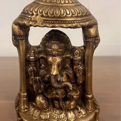 Ganesh Statue, made with Brass. 9” Tall.