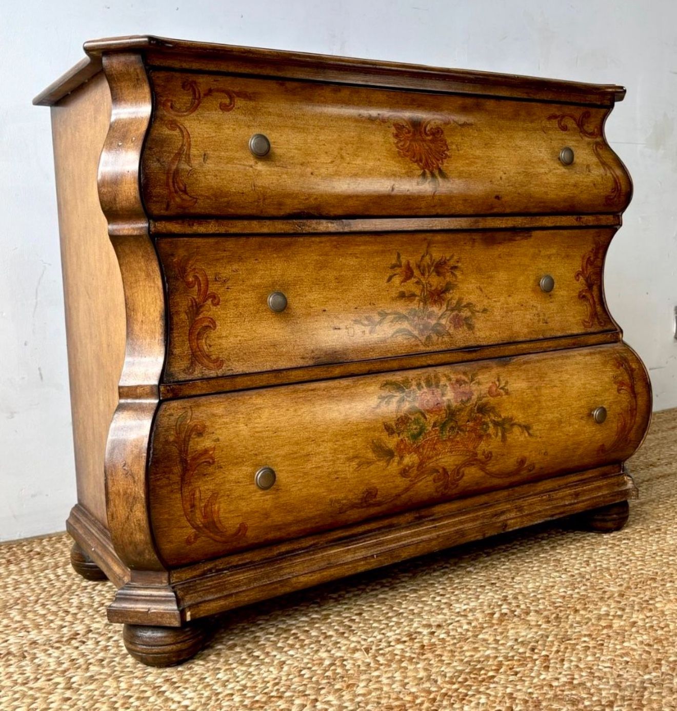 ⭕️ Vintage Bombe Style Three Drawer Chest