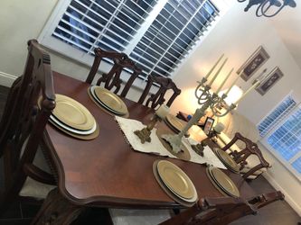 Six pieces dining chairs and table
