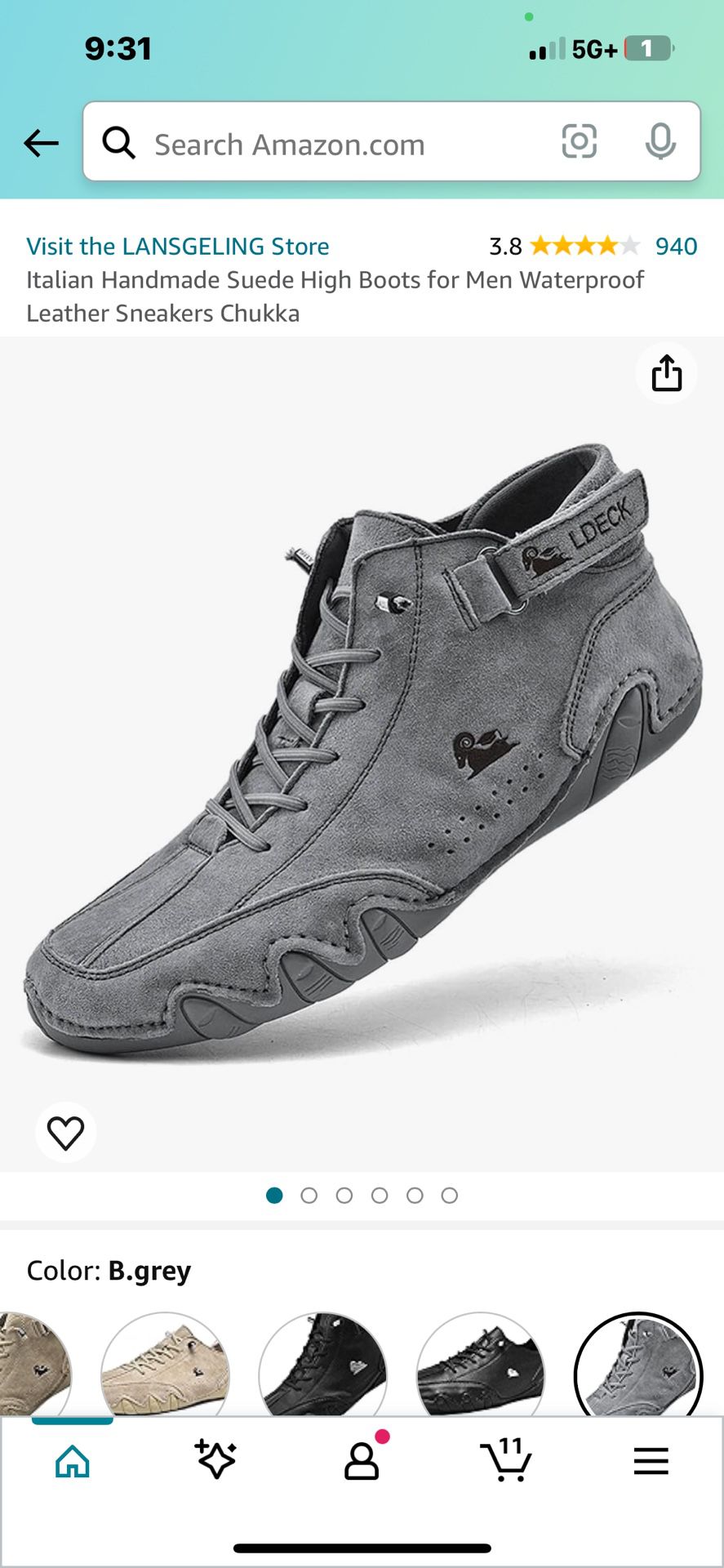 Italian Handmade Suede High Boots for Men Waterproof Leather Sneakers Chukka
