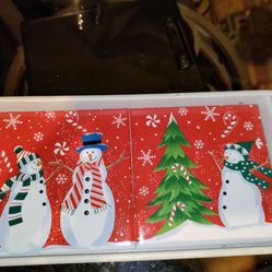 Mini Christmas Serving Tray Snowmen