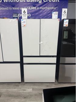 Samsung - 36 in. Wide BESPOKE 23 cu. ft. 4-Door French Door Counter Depth Smart Refrigerator with Beverage Center - White Glass  😍😍