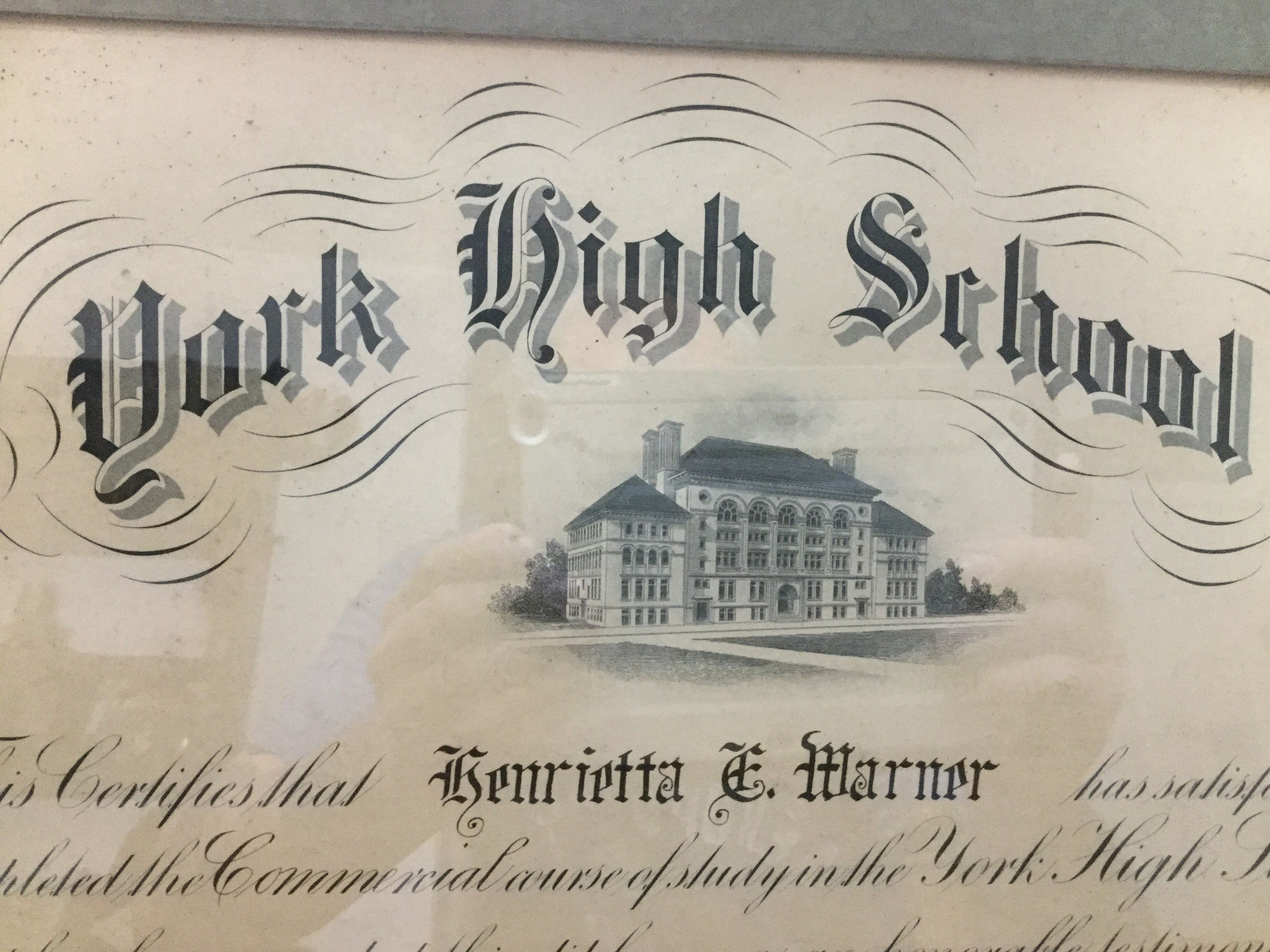 1926 York High School Diploma