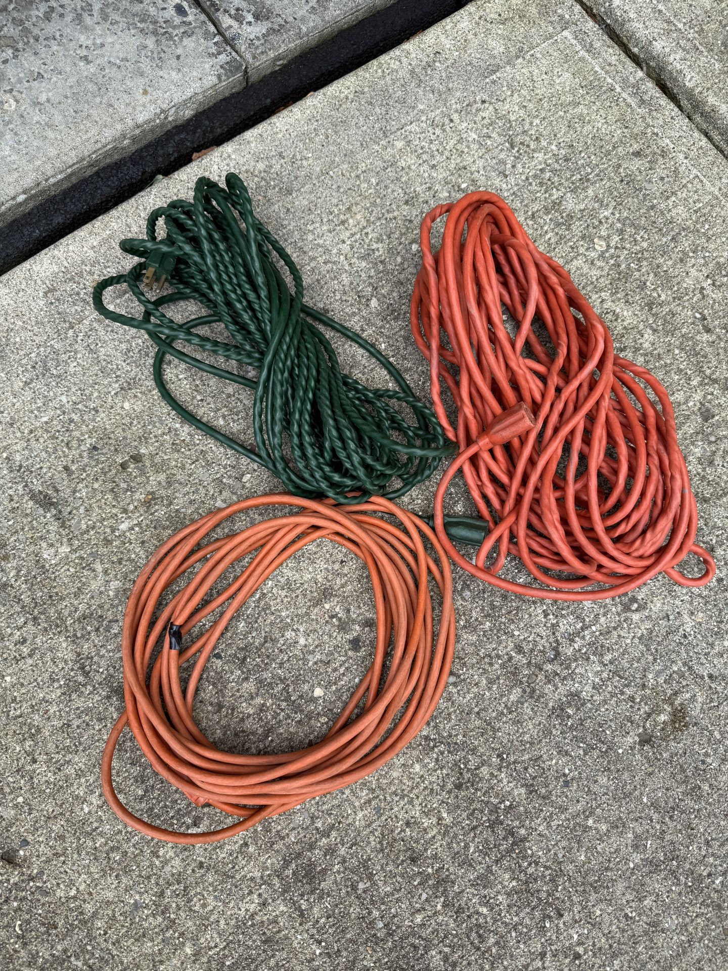 Bundle of 3 Extension Cords in fair to good shape, all work. Price is total for the three.