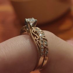 14k Rosegold 3/8 carat diamond wedding ring w/ band