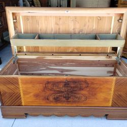 Vintage 1930's Art Deco Waterfall Style Cedar Chest - NICE!