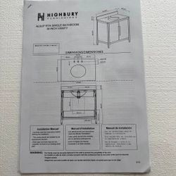 36” Bathroom Vanity Cabinet – Light Weathered Wood | Brand New (Unassembled) 