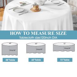 6 White Round Table Cloths 