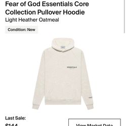 Fear Of God Essentials FW21 Oatmeal Pullover Hoodie