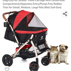 HPZ Pet Rover XL Extra-Long Premium Heavy Duty Dog/Cat/Pet Stroller Travel Carriage with Convertible Compartment/Zipperless Entry/Pump-Free Rubber NEW
