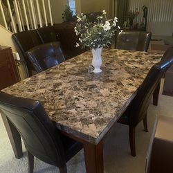 Marble dining table with 6 chairs