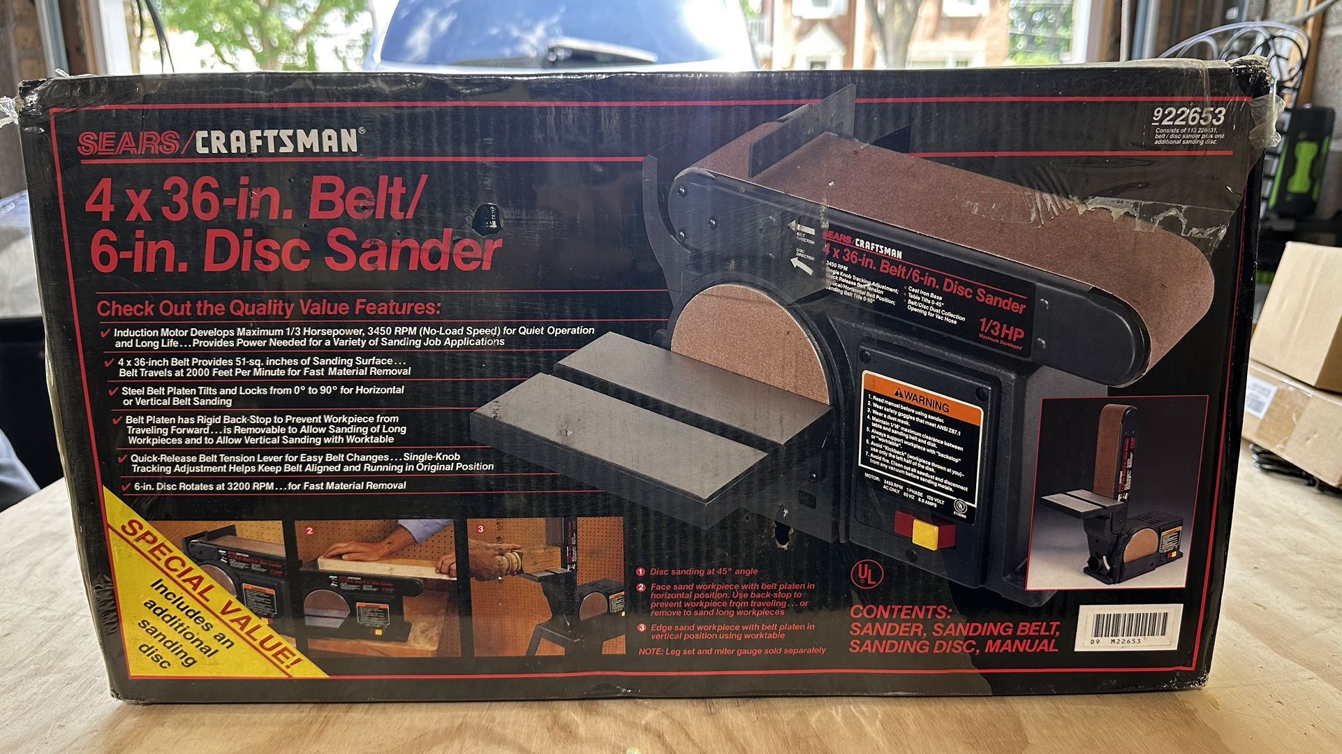 Brand NEW Craftsman 4x36 Belt / 6β Disc Sander β Model 922653 (Sealed)