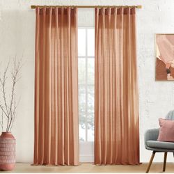 Linen Curtains, 50"x 90", Terracotta