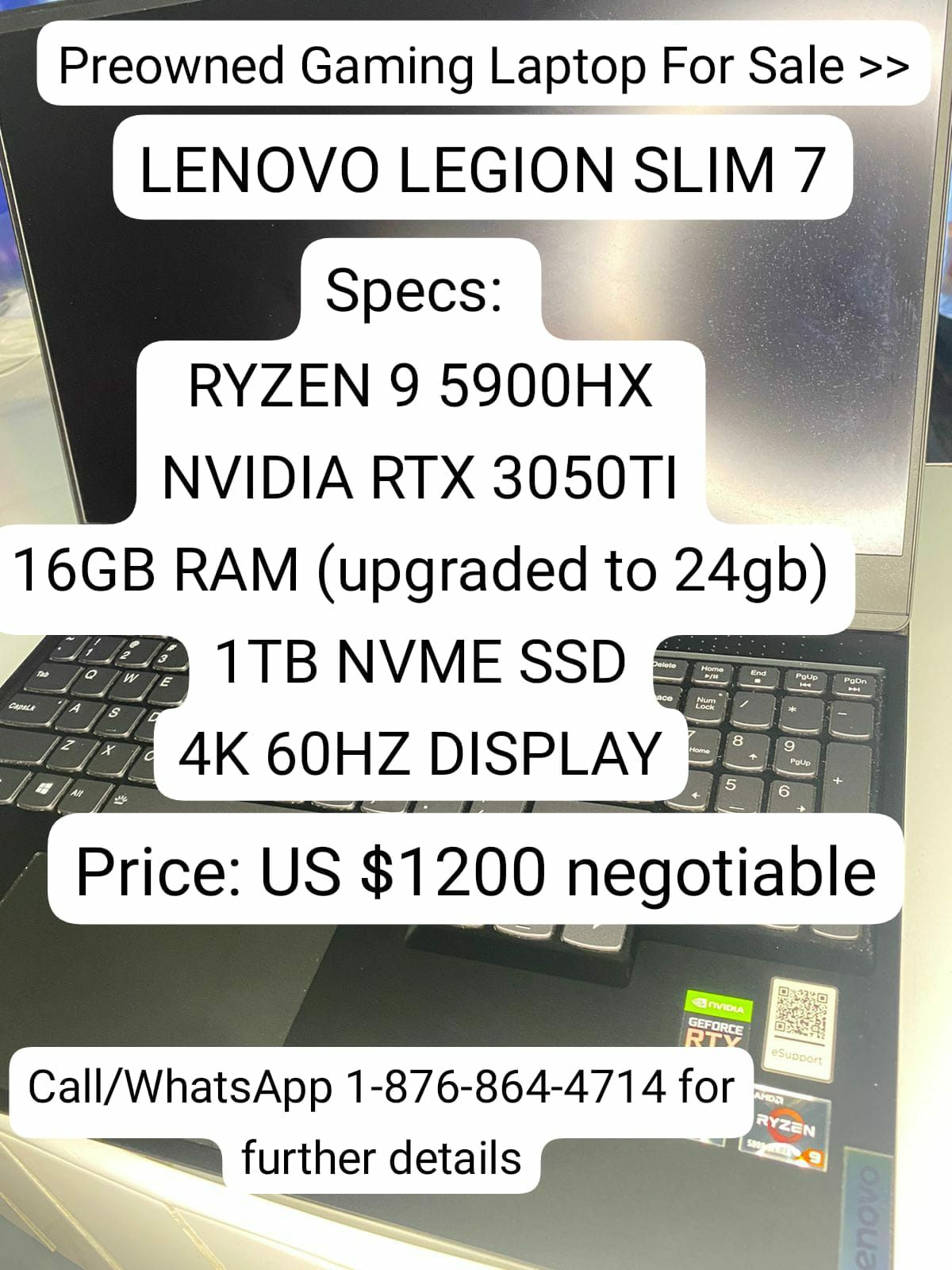 Lenovo Legion Slim 7 Gaming Laptop