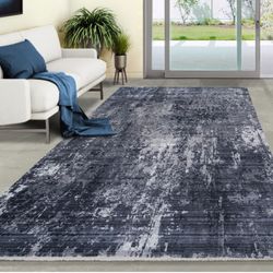 8/10 Brand New Modern Abstract Black Gray Rug Carpet 