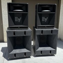 EV PA Speakers And 15" Floor Sub Woofers 