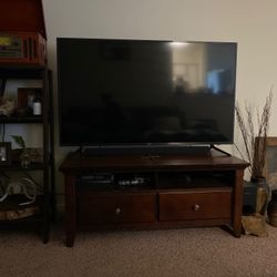 Wooden TV Stand With Storage Space And 2 Drawers