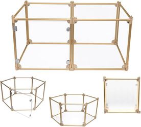 Modular Acrylic Pet Playpen with Gold Frame