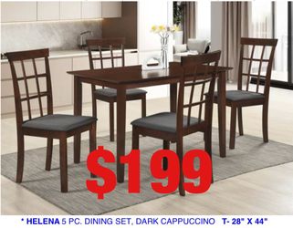 5 piece dining set. Assembly required.  Assembly not included.  Tax included.  Free local delivery.