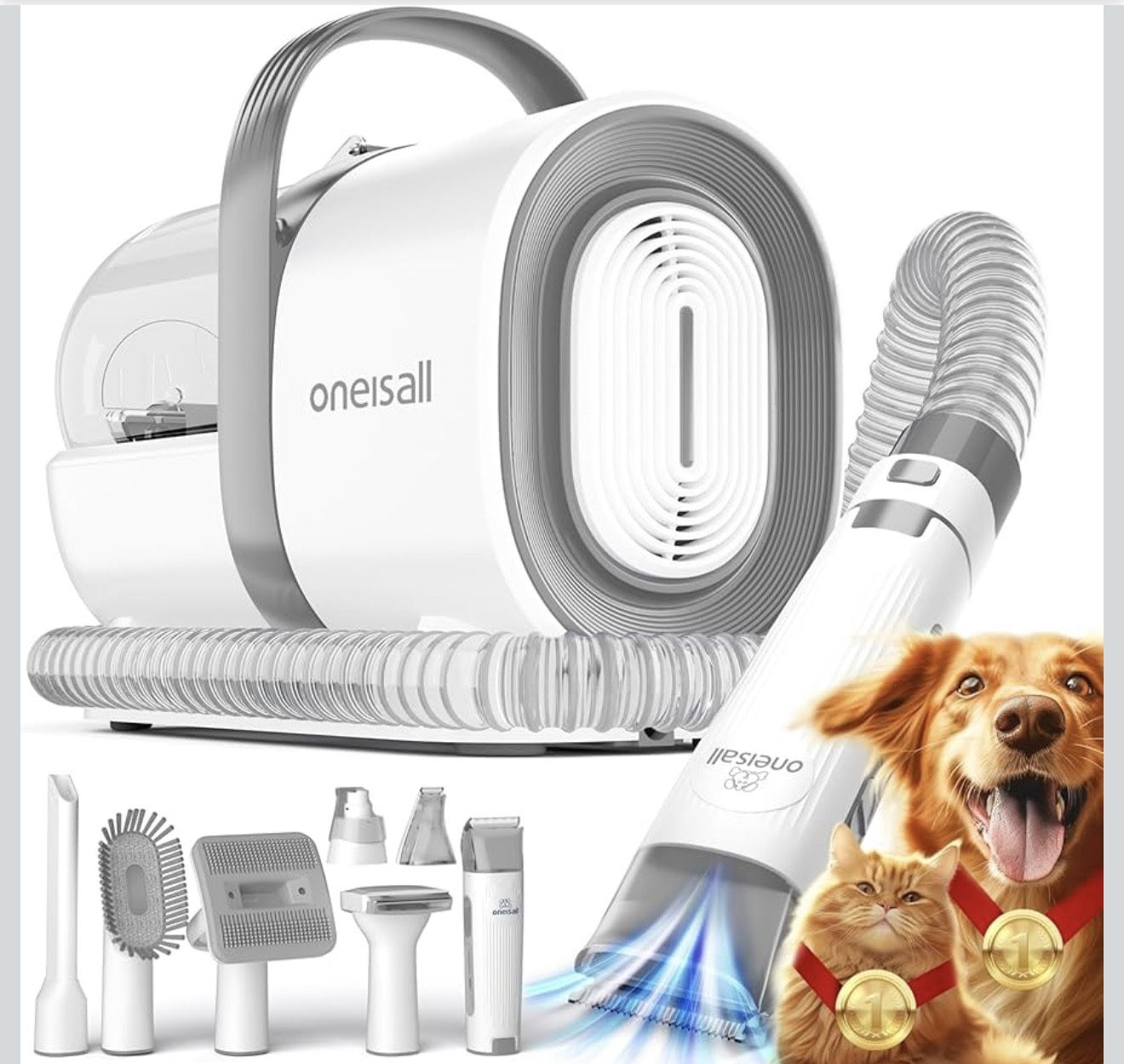 Dog Grooming Vacuum, Pet Grooming Vacuum with Clipper Nail Grinder, 1.5L Dust Cup Dog deshedding Vac