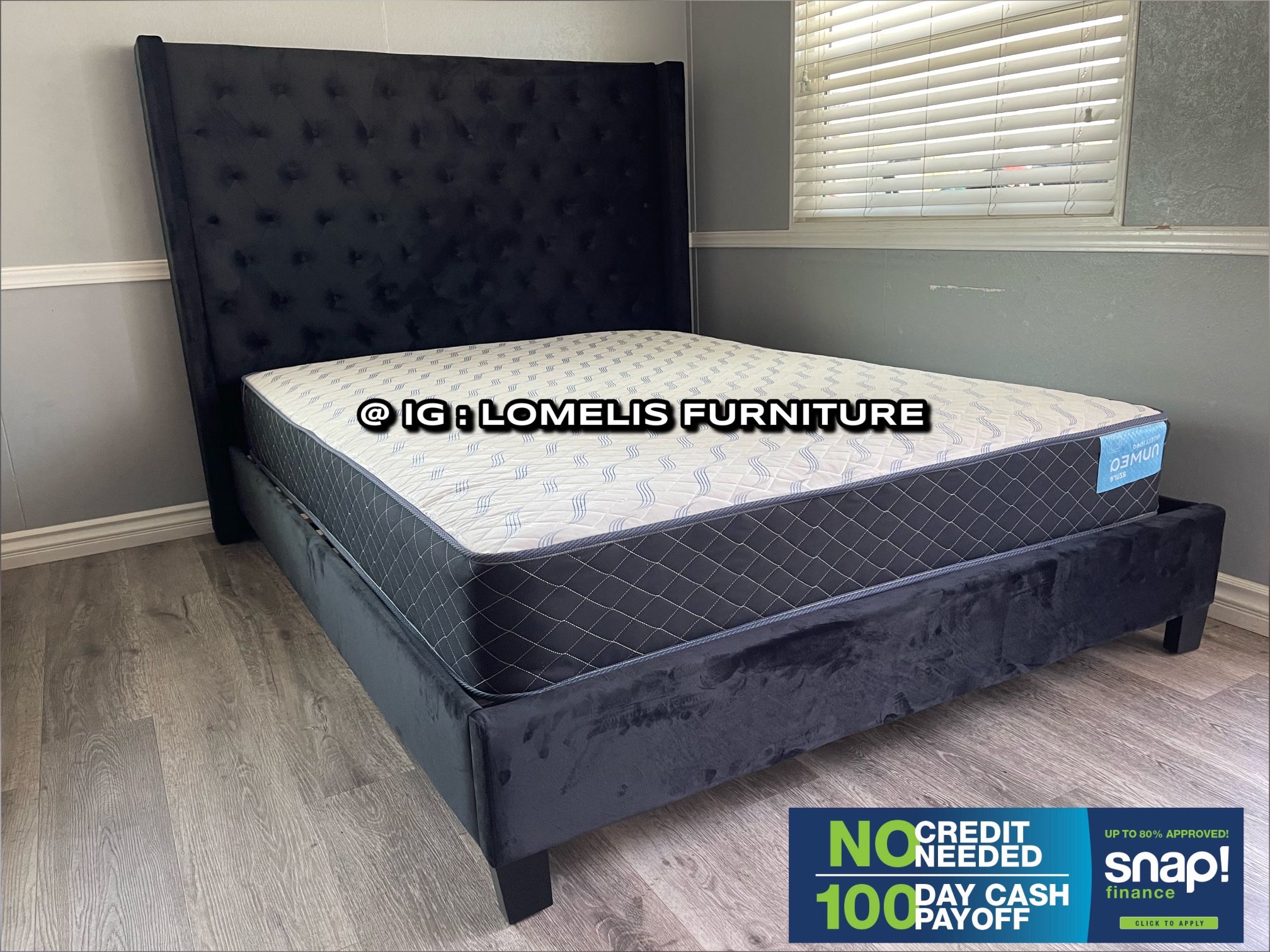 Cal King Black Chanelle Wingback Platform Bed w. Orthopedic Mattress Included,All Products : American Fashion Style Bags On Sale