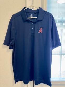 MENS ANGELS BASEBALL SHORT SLEEVE POLO SHIRT SIZE XL