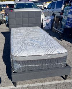 Cama Twin Size Nueva En Su Caja Incluye Colchon Pillow Top