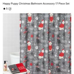 New COMPLETE CHRISTMAS BATHROOM SET DOG THEMED $25 FIRM