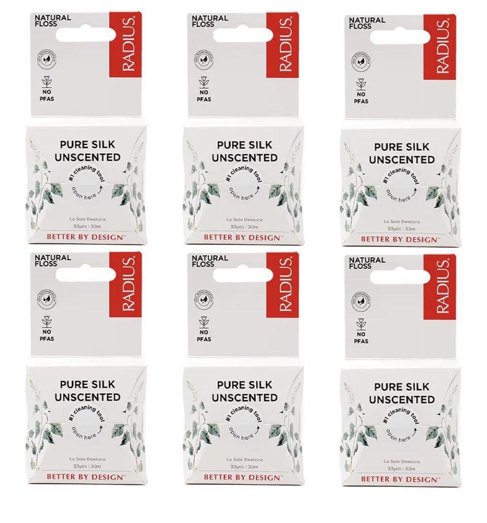 RADIUS Dental Floss, Natural Floss, Unscented Silk, 33 Yards