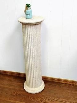 35" Faux Stone Plaster Round Fluted Timeless Pedestal Column Stand