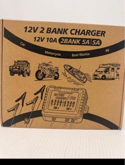 2 Bank Marine Battery Charger (5x2) 12V 2 Bank Charger 12V 10A 2Bank 5A NEW