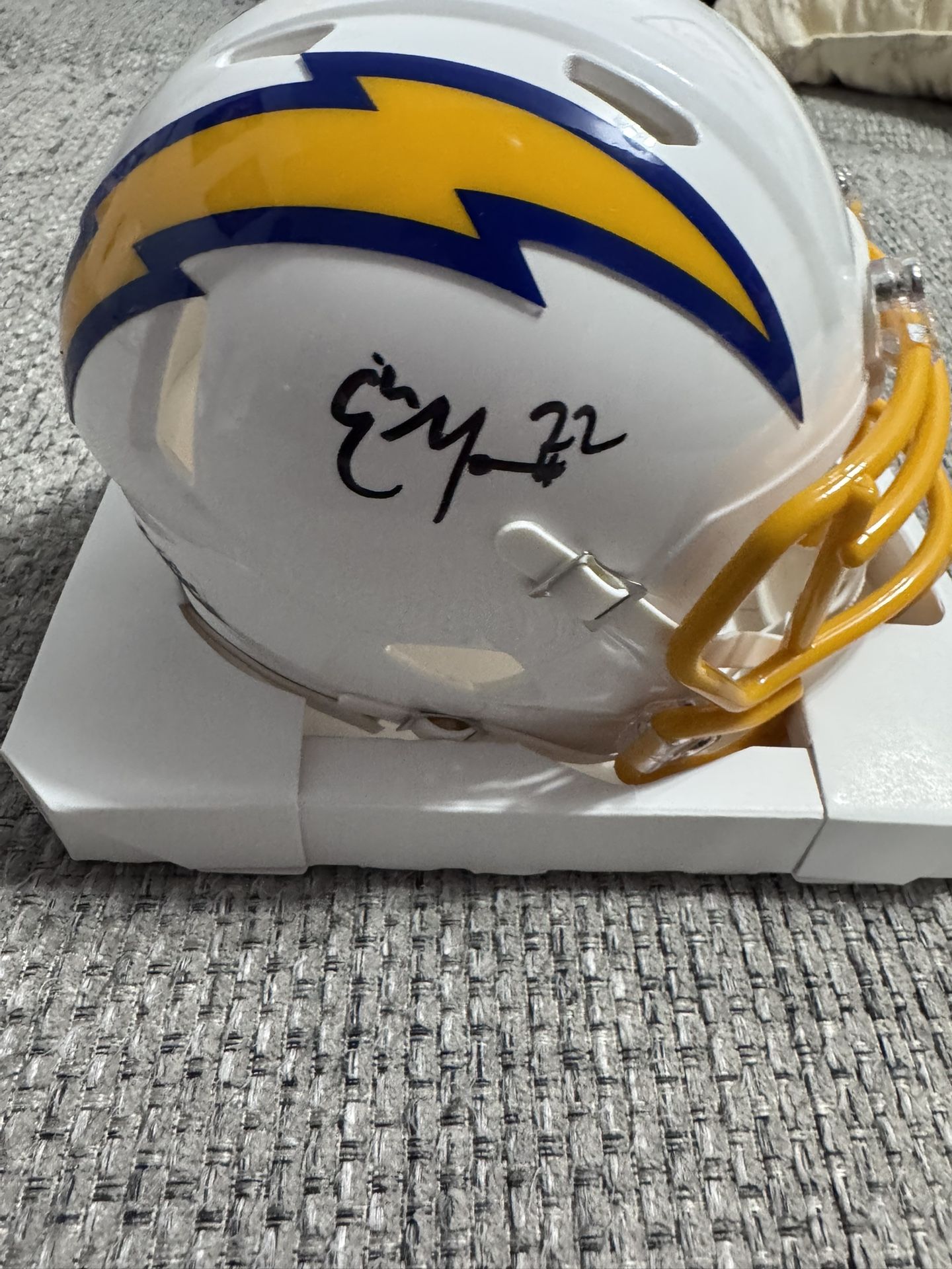 Elijah Molden Signed Autograph LA Chargers Color Rush Mini - Beckett Coa