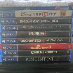 All working PS4 games 8 games in total. +5 Disney infinity figures and pad