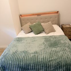 Queen Bed And Mattress - Barely Used With Storage 