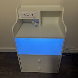 Night stand with outlets and led lights 