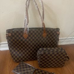 Checkered Tote 4pcs  Tote Fashion Handbag