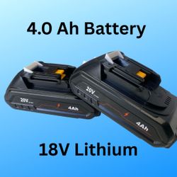 New, Two-Pack of 4.0 Ah 18V Lithium Replacement Batteries for Makita