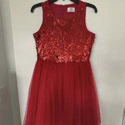 Justice red bodice tulle skirt party dress