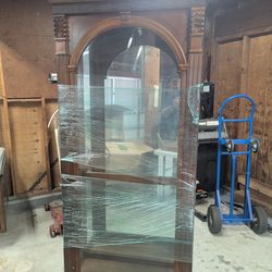 FREE!! *CLASSY* Wood & Glass Cabinet With Shelves