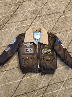 Leather Flight Jacket - Size 6T
