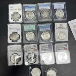 High Grades Morgan And American Silver Eagles