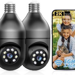 Light Bulb Security Camera,5G& 2.4GHz Security Cameras Wireless Outdoor,2K Outdoor Security Camera,Light Bulb Camera with Color Night Vision,Two Way T